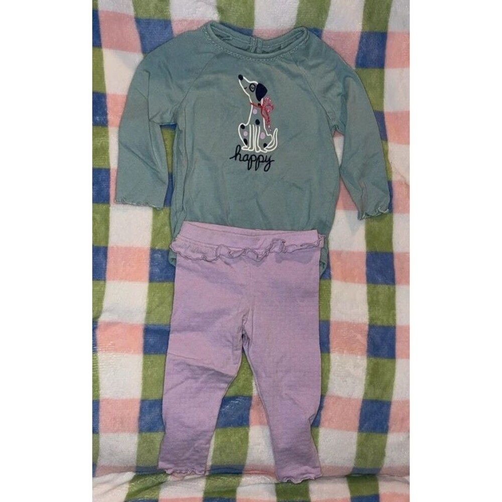 Teal & Purple Baby Girl Puppy Outfit